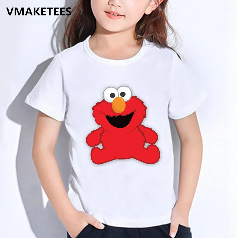 Детская летняя футболка с короткими рукавами для мальчиков и девочек детская футболка с принтом «Улица Сезам Элмо» забавная одежда для малышей ooo2413