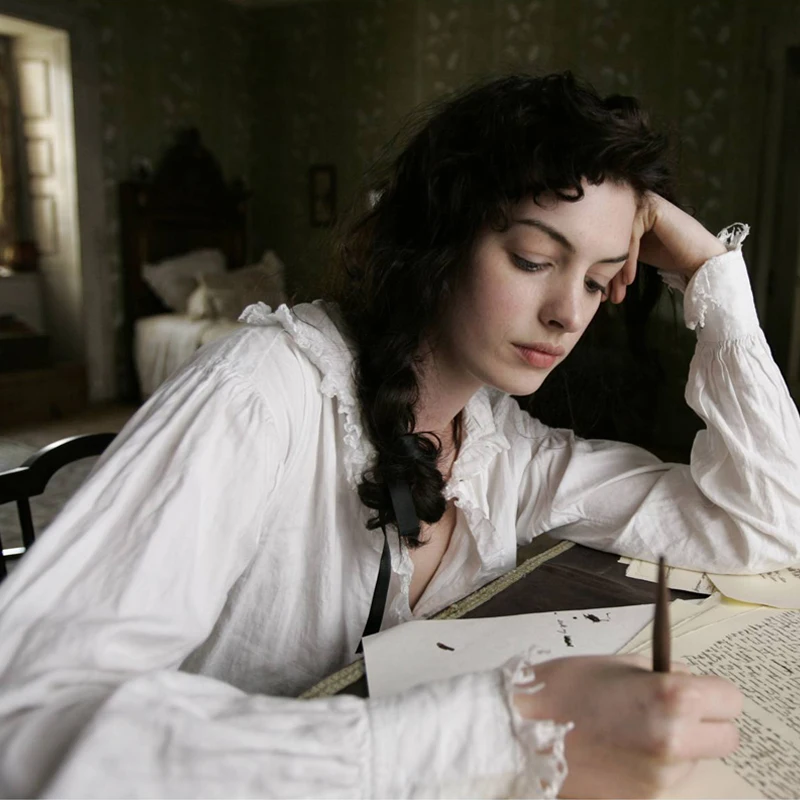 Винтажная хлопковая ночная рубашка Anne Hathaway в стиле Остин белая Пижама женская