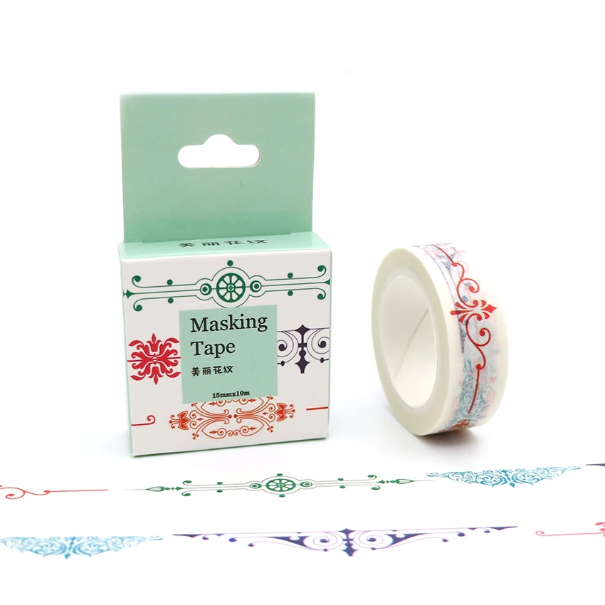 

15mm*10m Box Package Beautiful Pattern Washi Tape Masking Tape Decorative Scrapbooking Office Adhesive DIY Sticker Label Tape
