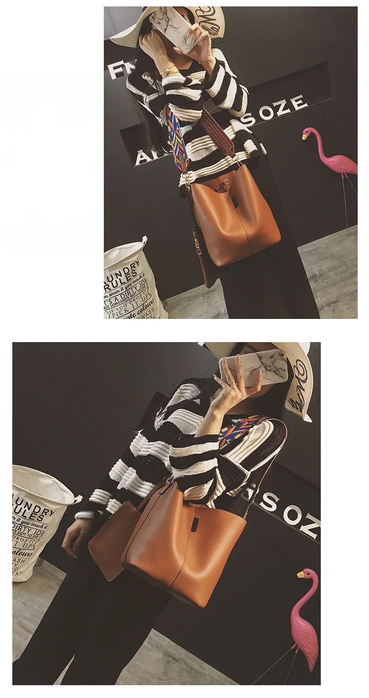 Fashion Bucket Women Shoulder Bags Colorful Strap Composite Bag Messenger Cross Body Luxury Handbag Designer Famous Brand (3)