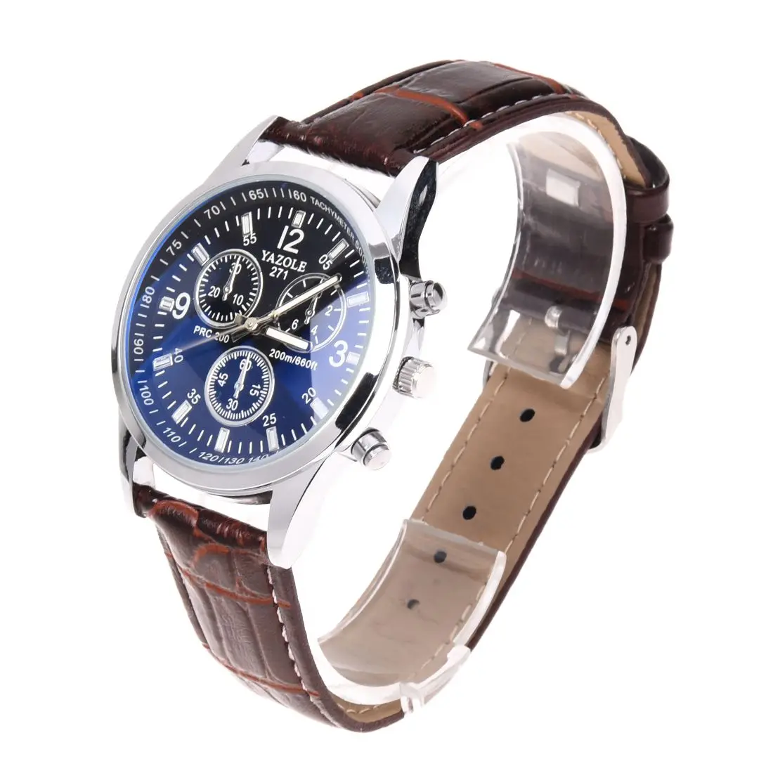 YAZOLE New Fashion Men's Date Leather Stainless Steel Sport Quartz