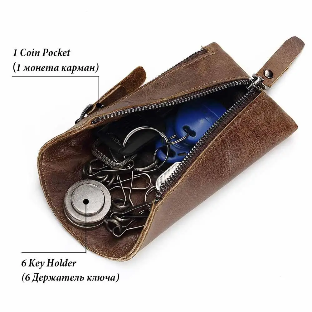 

Women Key Organizer Waller Men Leather Genuine Keychain Ladies Male Car Keys Chain Holder Case Mini Purse with Money Coin Pocket