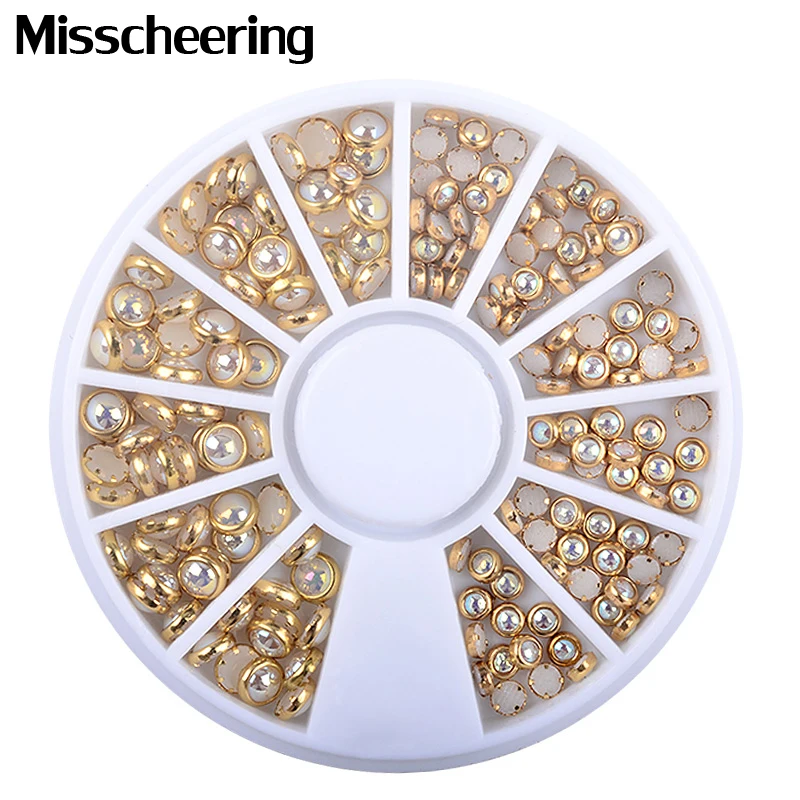 

1 Pcs AB Cream-Colored Coherer Edge Glitter Nail Beads Accessories DIY Cosmetology Spell Nail Art Pearls Decorations Wheel