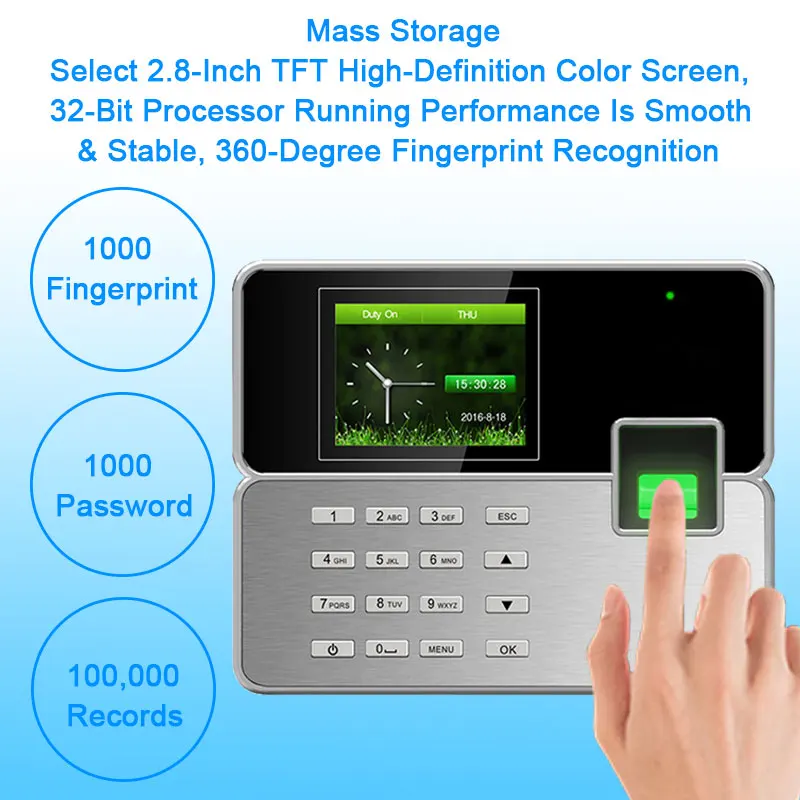 OULET Biometric Time Attendance System TCP/IP USB Fingerprint Reader Access Control System Attendance Clock Employees Device    