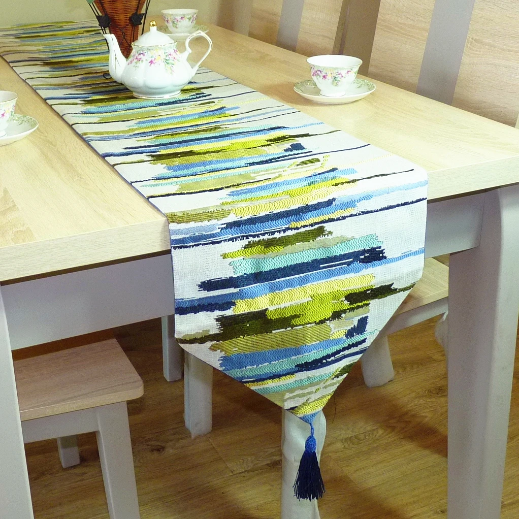 

Multi Sizes Colorful Striped Fashion European Style Upscale Coffee Table TV Cabinet Table Runner Table Mat Pillowcase