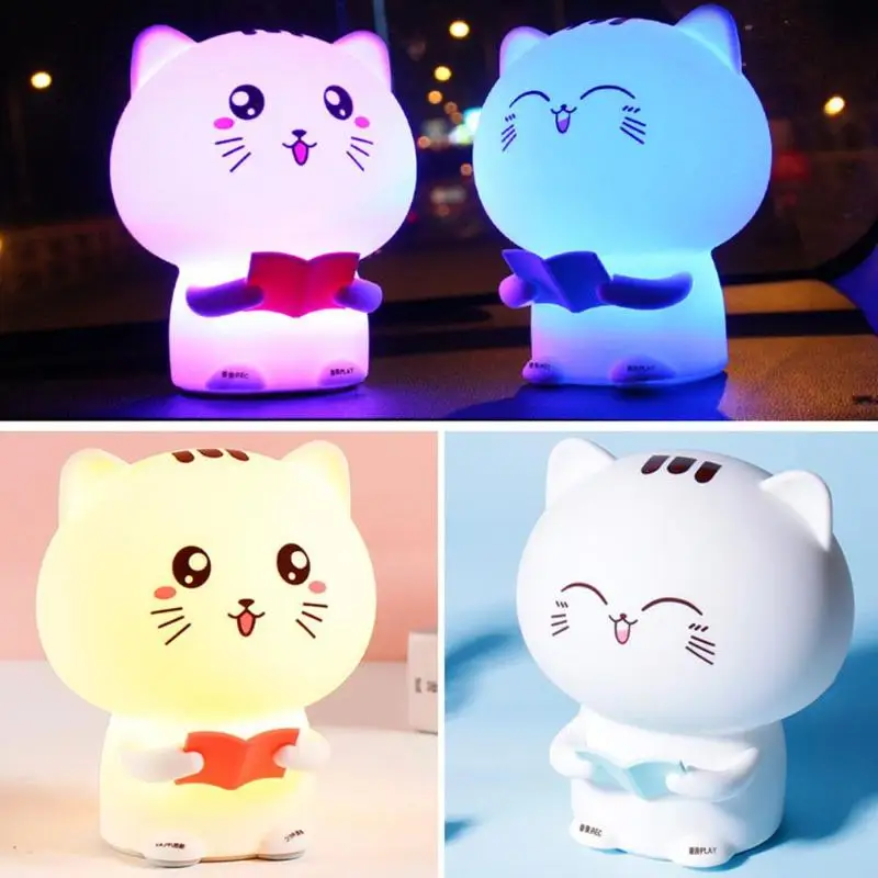 Красочный Kitty Силиконовый ночник для спальни креативный сон прикроватная настольная лампа зарядный светильник Домашнее животное для детей сон подарки для детей
