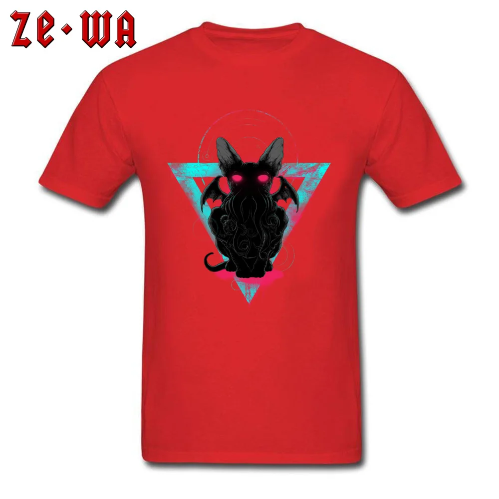Cathulhu II 100% Cotton Fabric Mens Short Sleeve Tees Printed Mother Day T Shirt Casual Tops Tees 2018 Hot Sale O-Neck Cathulhu II red