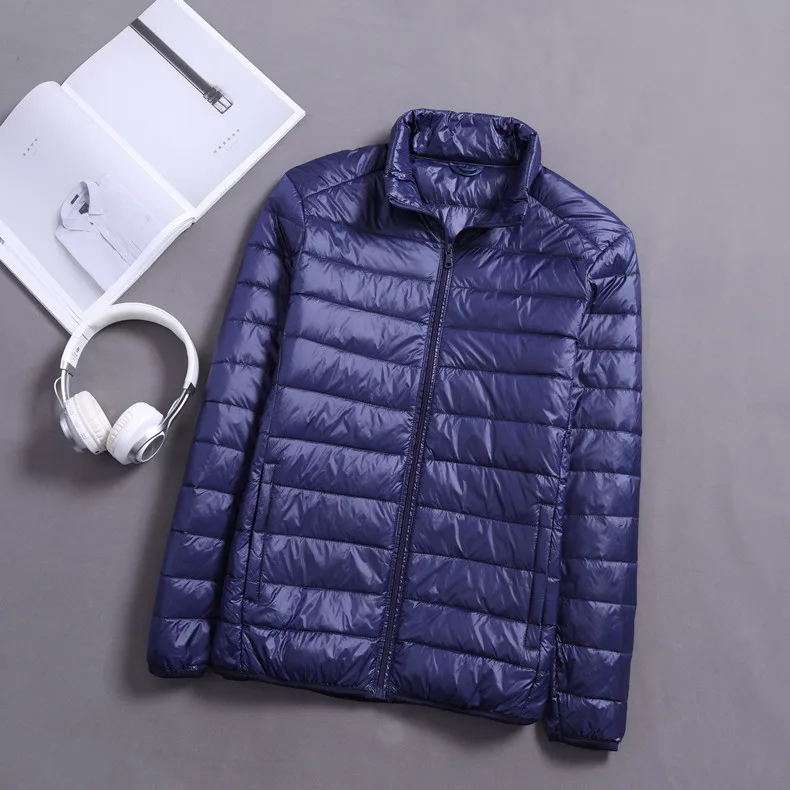 Quanbo фирменные новая мужская куртка для осени и зимы легкая пуховая куртка с воротником с коротким для отдыха тонкая куртка Большие размеры свободные пуховики