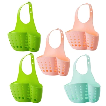

5 PCS Kitchen Sink Basket Bathroom Hanging Baskets Storage Thicker Double Sink Pouches Drain Sponge Holders Organizer Racks