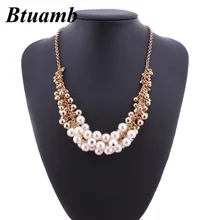 Btuamb богемный панк стиль большие маленькие бусы шаровые ожерелья Подвески Новое поступление имитация жемчуга массивные ожерелья женские ювелирные изделия