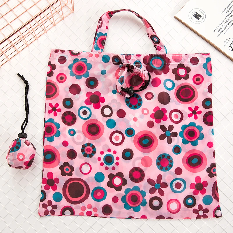 

New Reusable Shopping Bag Floral Solid Color Grocery Bag Polyester large shopping bag foldable Waterproof Storage Bags