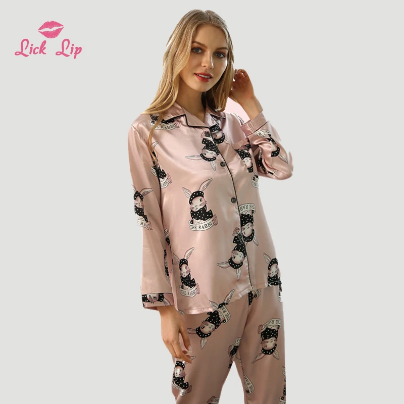 Lick Lip Spring Pajamas Set Women Long 