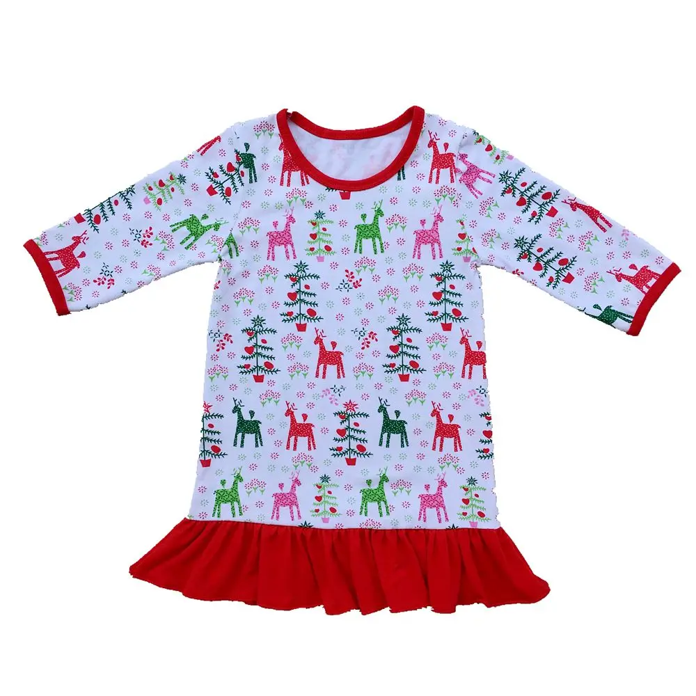 ; Рождественская Ночная одежда для девочек; платье с оборками; Рождественская Пижама для девочек в красную и белую полоску; индивидуальная оригинальная монограмма