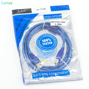 

200pcs Printer Cable Type A Male to Type B Male Dual Shielding Sync Data Scanner High Speed Transparent for HP Canon Epson