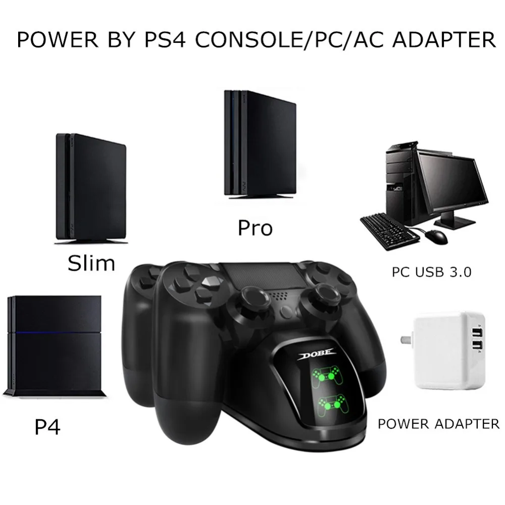 Двойная зарядная док-станция для PS4 контроллер USB док-станция для зарядки для PS4/PS4 тонкий/PS4 Pro беспроводной контроллер Универсальная док-станция