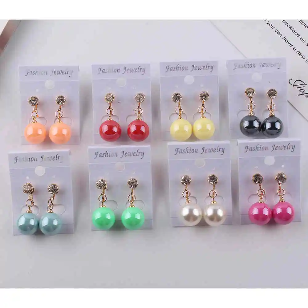 

8 color high quality Elegant Round Pure Love clip on pearl earrings no pierced ear clip for Women Fine women earrings Jewelry