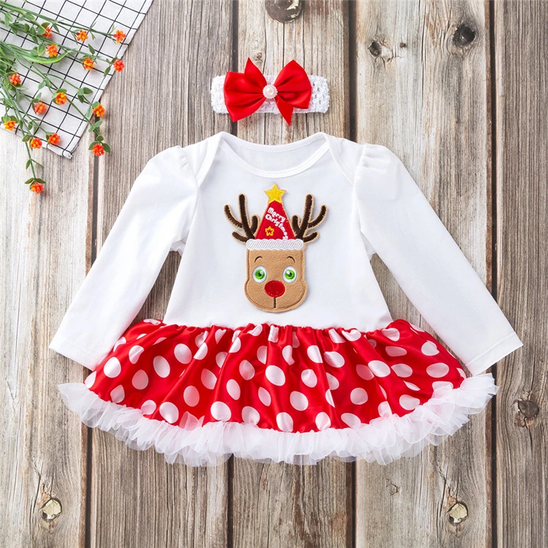 2019 New Summer Dress Toddler Newborn Baby Girls Princess Christmas Deer Tutu Dress Outfits Set White Dress Girl Summer V1$ (1)