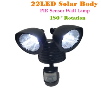

22LED Solar body Sensor Wall lamp PIR LED Solar power outdoor waterproof Wall Light garden yard light Double Head Landscape lamp