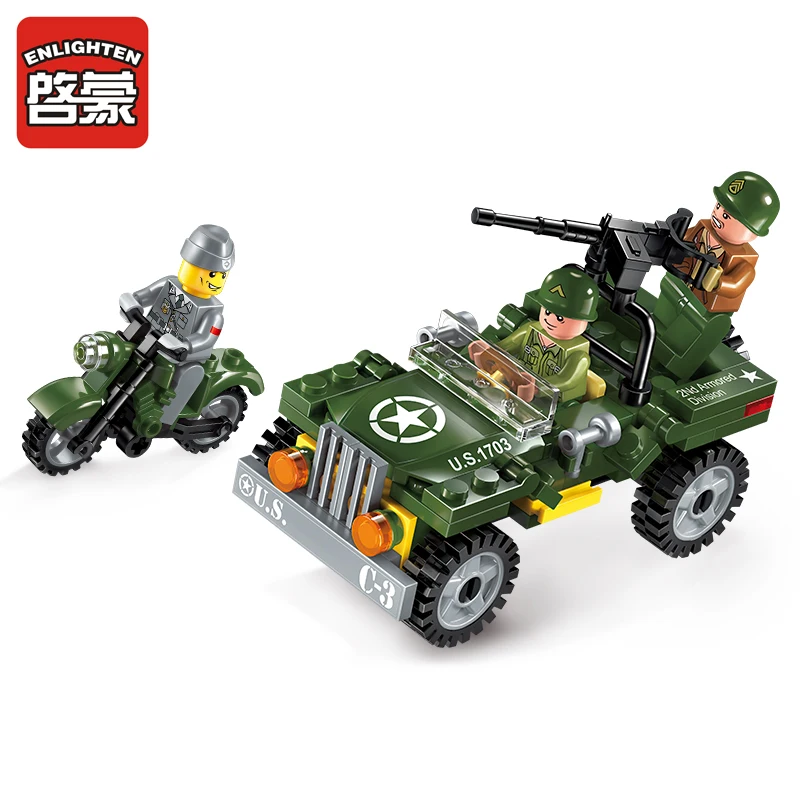 1703 ENLIGHTEN Military Series WWII Containment Scouts Model Building Blocks Action Figure Toys For Children Compatible