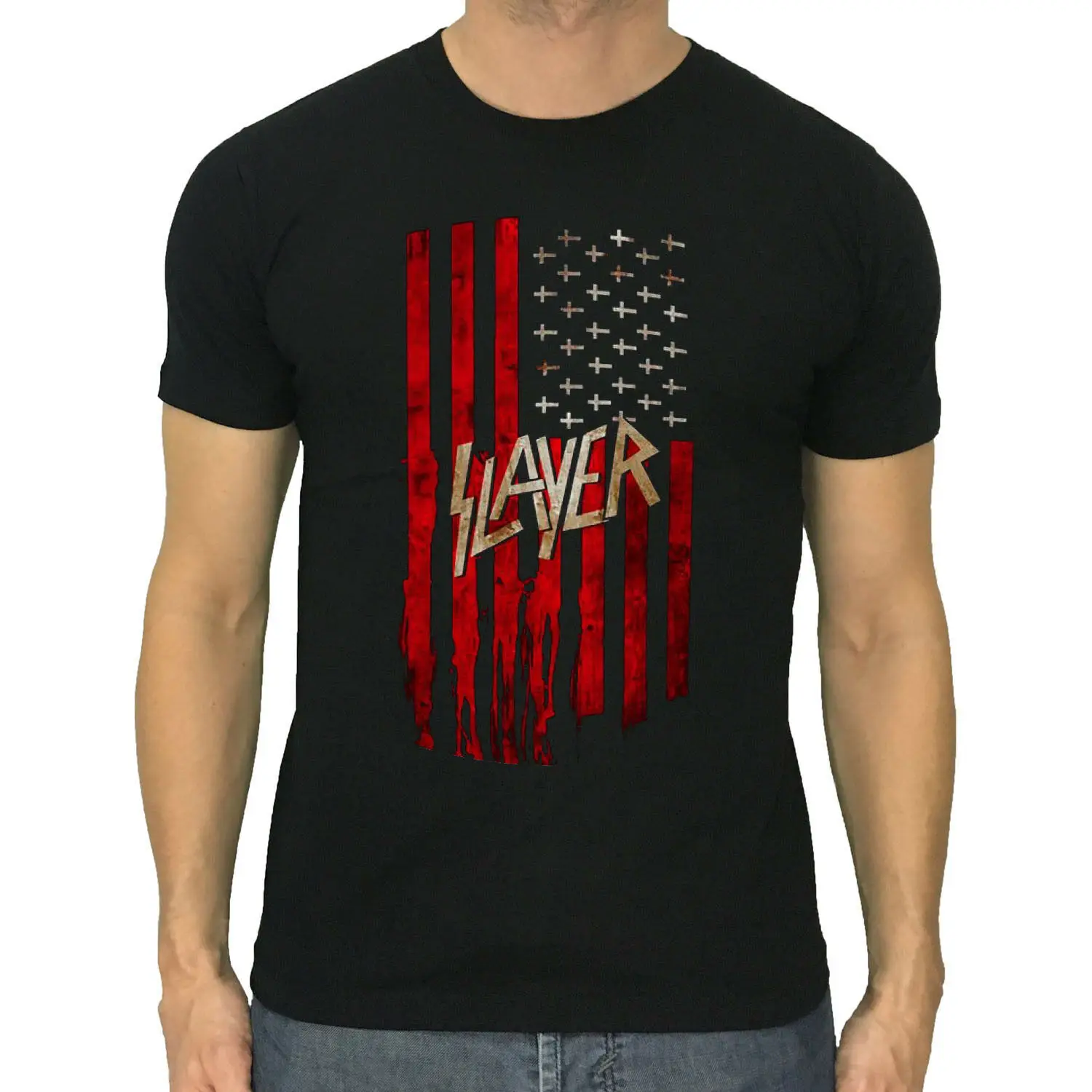 

SLAYER t-shirt US flag metal band retro black shirt size S to 5XL Kerry King