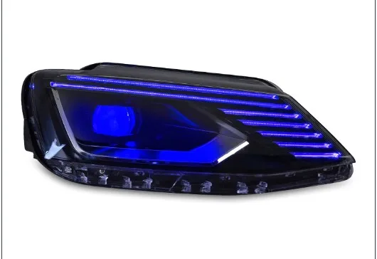 Автомобильный Стайлинг для нового VW Jetta 2011- светодиодный налобный фонарь светодиодный DRL+ Динамический сигнал поворота+ светодиодный Дальний свет ближнего света HID bi-Xenon объектив - Цвет: Blue devil eye