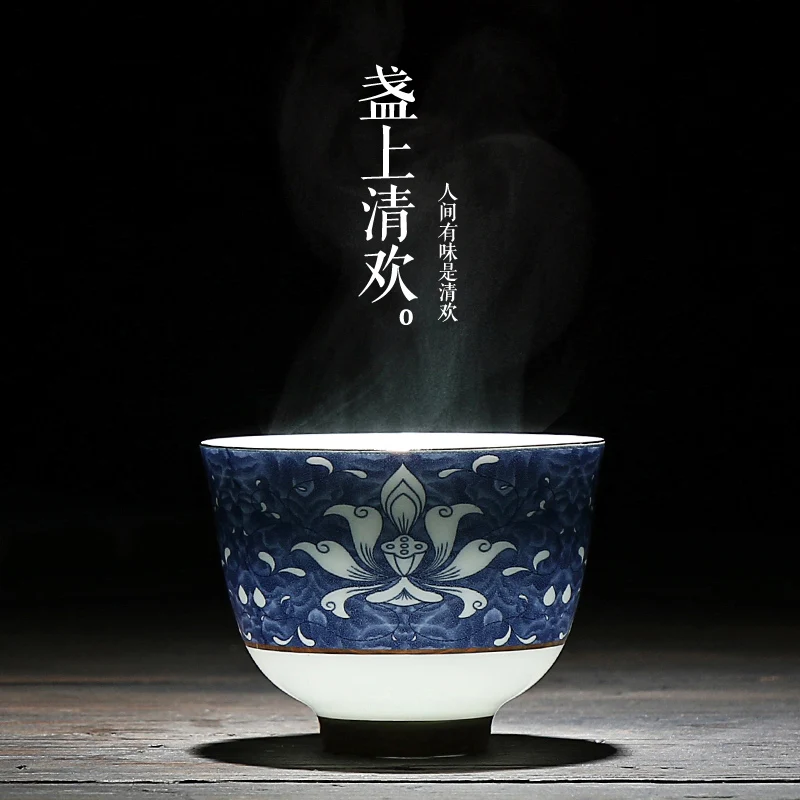 Цзиндэчжэнь синий и белый фарфор чайные чашки яркие и гладкие тонкие керамические чайный набор кунг-фу окрашенные Пномпень владелец чашки