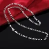 Collier en argent pour femmes et hommes, chaîne de 4MM, couleur argent, exquis, luxueux, magnifique, breloque de mode, 16-30 pouces, N102 ► Photo 1/3