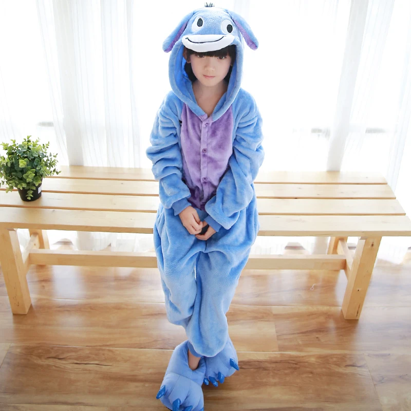 Детский комплект Kigurumi пижамы для детей зимняя Фланелевая пижама с рисунками
