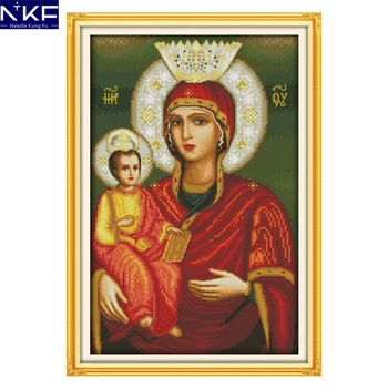 

NKF Madonna and child figure style religious cross stitch pattern free to print chart needlepoint embroidery kit for home decor