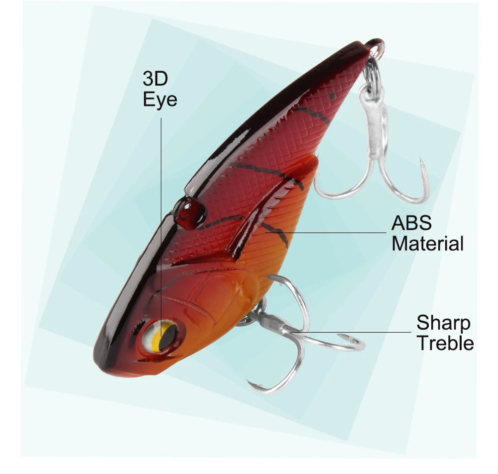 Top Quality Spinpoler Fishing Lure Sinking VIB Lure Vibration Vibe Hooks Baits Crankbaits 5 Brilliant Colors, 15g 5.3cm  (3)