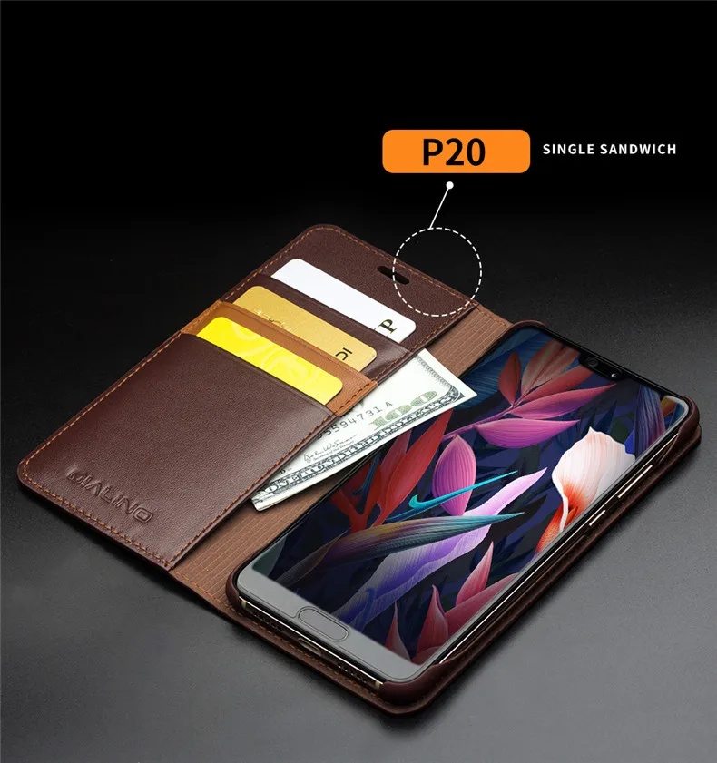 QIALINO, чехол для телефона в деловом стиле с отделением для карт, для huawei Ascend P20, Роскошный кошелек из натуральной кожи, флип-чехол для huawei P20 Pro
