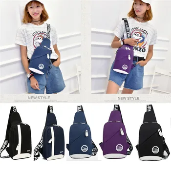 

Men's Shoulder Bag Sling Chest Pack Nylon USB Charging Sport Messenger Bags Handbag