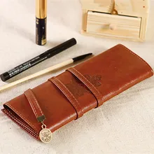 Рулон стиль старинный Карандаш Чехол из искусственной кожи сумка для карандашей пакет модные подарки офисные канцелярские принадлежности