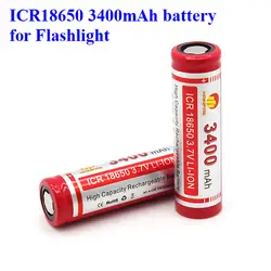 Бесплатная доставка 18650 аккумуляторная батарея 3400 мАч li-ion 3,7 В фонарик батареи для Mainifire ICR18650 3400 мАч (1 шт.)