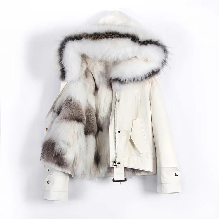Зимняя женская куртка,, натуральный Лисий мех, воротник, капюшон, пальто, парка, белый, черный, натуральный Лисий мех, подкладка, толстая, теплая, уличная одежда