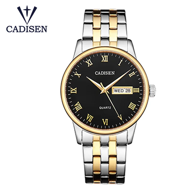 

2017 CADISEN Hot Luxury Brand Quartz Watch Men Stainless Steel Analog Sports Wristwatch Display Week Clock Relogio Masculino