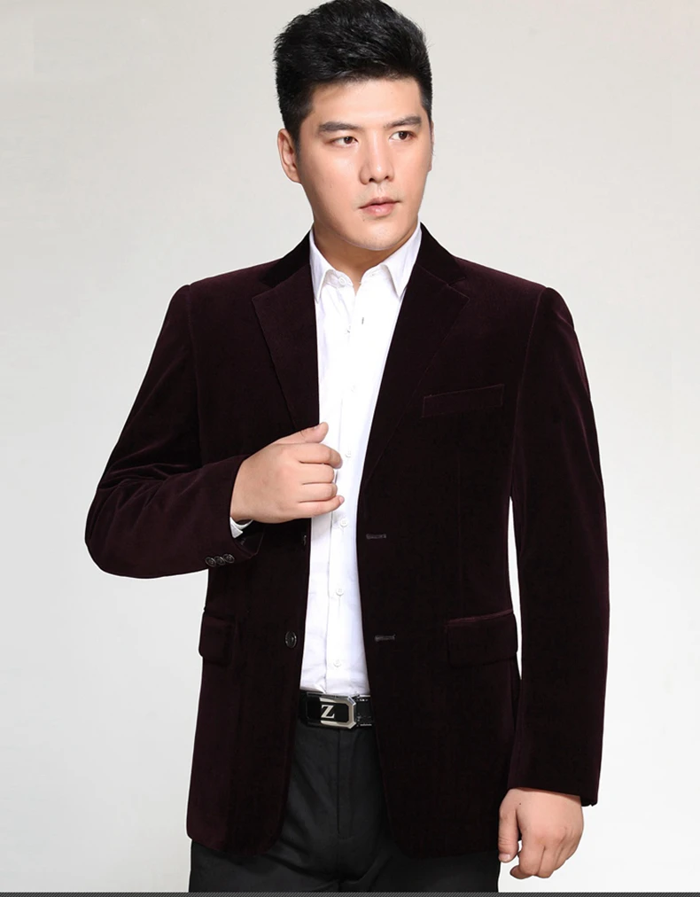 WAEOLSA Men Striped Velvet Blazers Elegant Plain Color Suit Coats Man Wool Blazer Hombre Corduroy Suit Jackets Red Navy Blue Uniform (12)