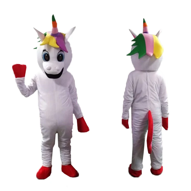 

Unicorn Mascot Costume Little pony mascot costume Rainbow pony fancy dress costume for adult Halloween party