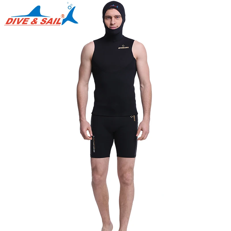 DIVE&SAIL WDS 4136 Men 3mm Neoprene Warm Commercial Scuba Diving Wetsuit Sleeveless Diving Suits