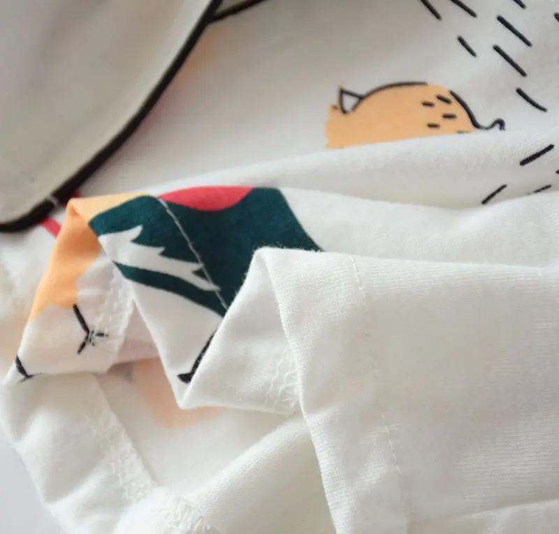 Белые листья Женские Пижамы 2019 повседневные хлопковые пижамы с длинными рукавами костюм из 2 предметов Сексуальная Весенняя Домашняя