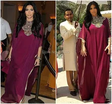 Kristall Perlen Dubai Kaftan Muslimischen Formale Kleid Lila Chiffon Kim Kadarshian Promi Abendkleid