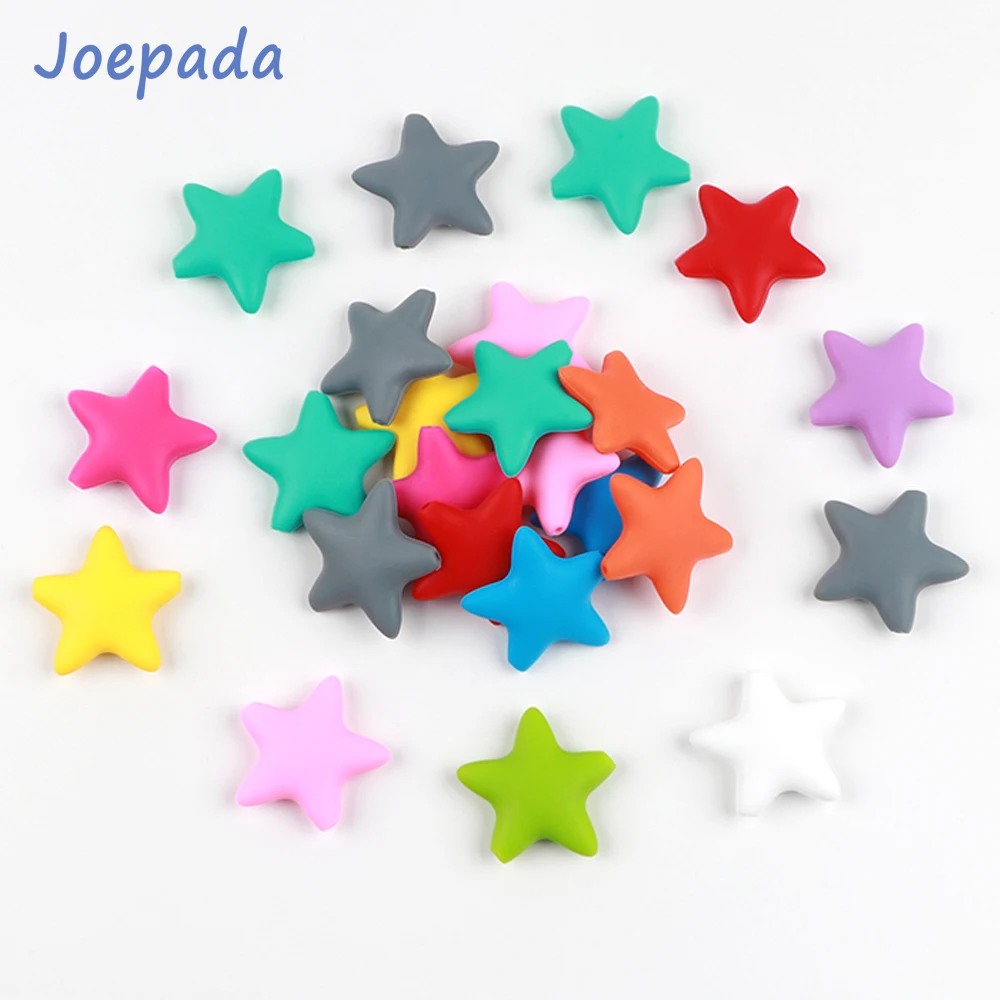 Joepada 5 шт., силиконовые бусины в форме звезд, Прорезыватель для зубов в форме звезды, Детские Прорезыватели, свободные бусины для изготовления прорезывания зубов, цепочка для соски