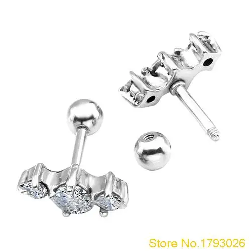 316L Surgical Steel Clear CZ Gem Tragus Cartilage Ear Stud Earring