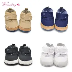 Для новорожденных одежда для малышей мальчиков обувь холст одноцветное первых шагов мягкая подошва Antislip Prewalkers Для детей кроватки