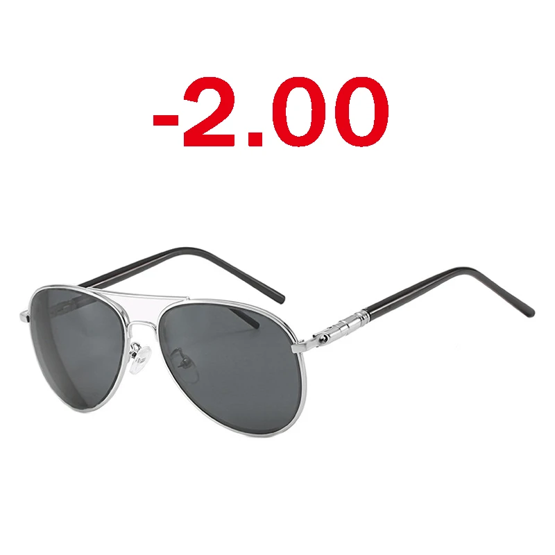 Iboode классические поляризационные солнцезащитные очки для близорукости, мужские уличные солнцезащитные очки для вождения, женские линзы из смолы, диоптрий-0,5-6,0 - Цвет оправы: Silver -2.00