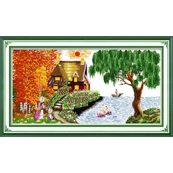 

Everlasting Love Dream Homes Chinese Cross Stitch Kits Ecological Cotton Stamped Printed 11CT DIY Christmas Decorations For Home