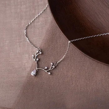 

Korean Women Choker Necklace Slender Elk Zircon Pendant 925 Sterling Silver Necklace Christmas Jewelry 2019 Black Friday Deals