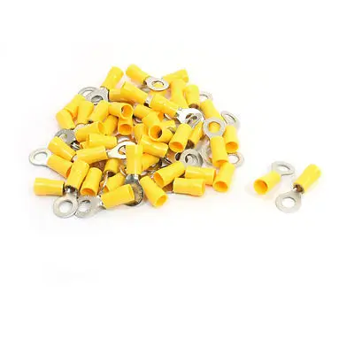 

50 Pcs RV5.5-6 Insulated Ring Terminal Cable Lug AWG 12-10 Wire Yellow