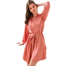 Новинка, кружевной кардиган с рукавами в стиле пэтчворк, халаты из искусственного шелка, женские халаты, Атласный халат, одноцветная ночная рубашка