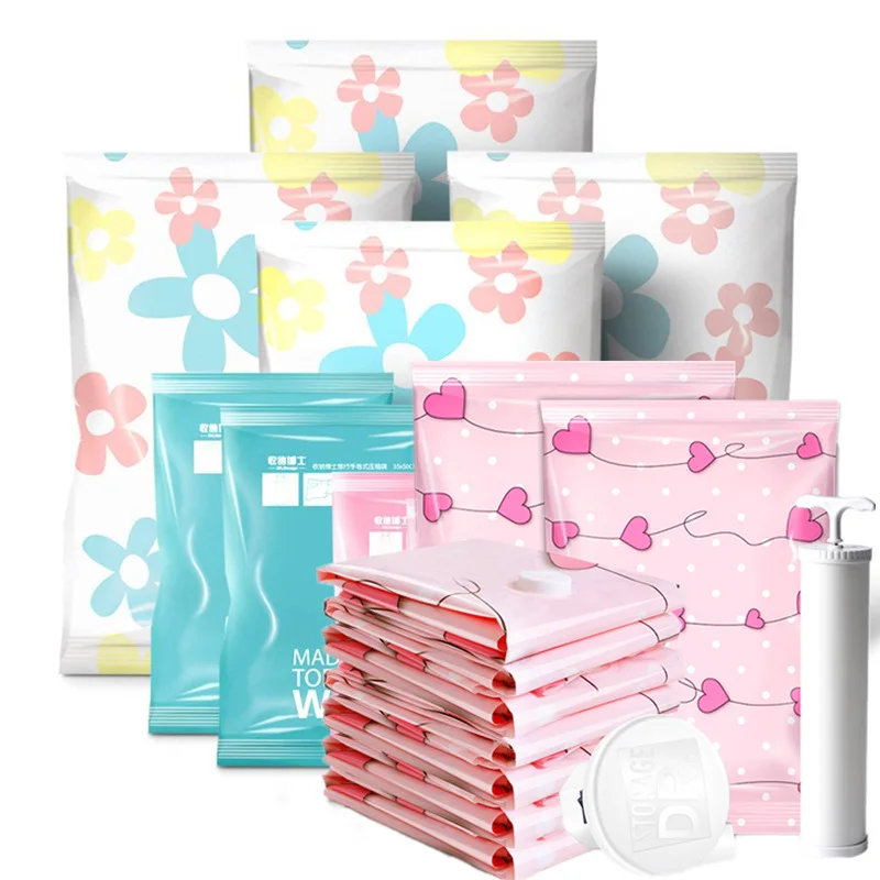 

Vacuum Bag Quilt Clothing Storage Home Organizer Printing Border Foldable Clothes Seal Compressed Save Space Travel Bags CB4017
